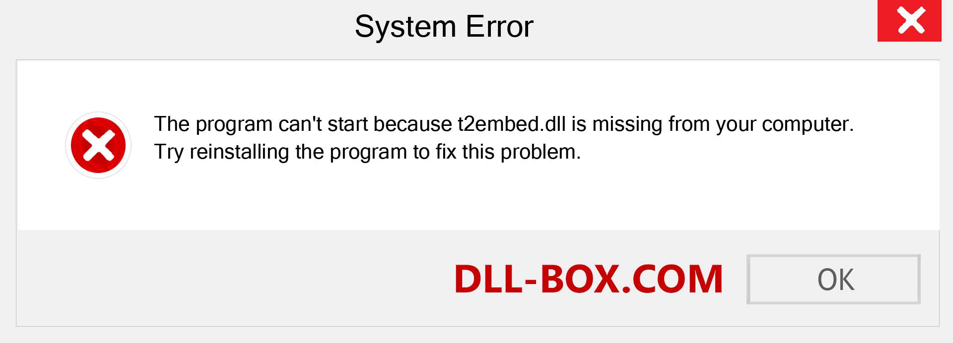  t2embed.dll file is missing?. Download for Windows 7, 8, 10 - Fix  t2embed dll Missing Error on Windows, photos, images